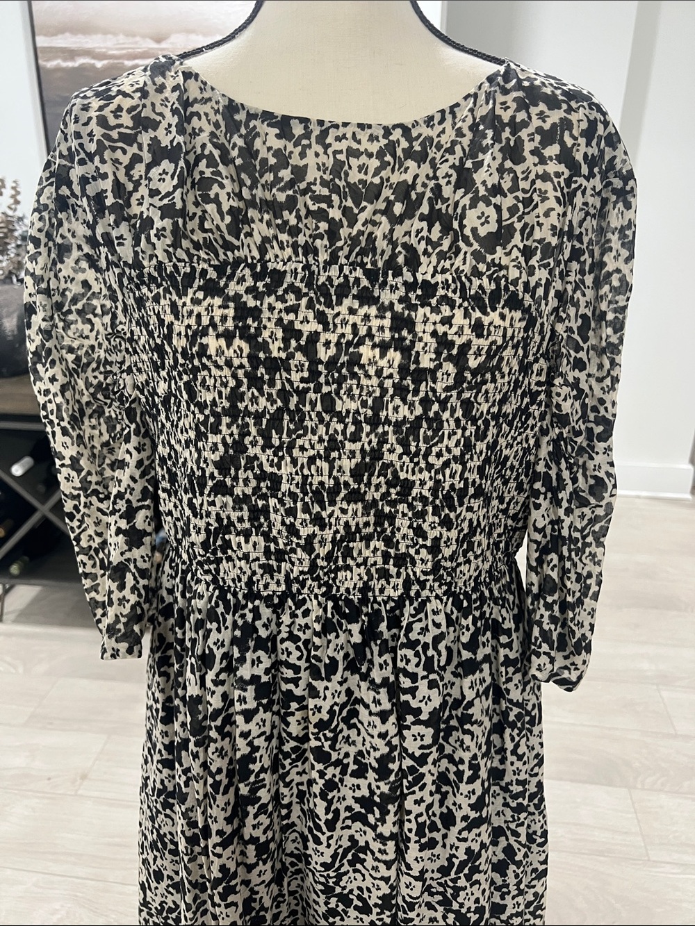 Rebecca Taylor Black & Cream Floral Print Maxi Dress - Picture 3 of 4
